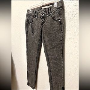 NWT Y2K DKNY Jeans Womens Sz 27 Black Skinny Acid Washed Denim Ankle Zip LowRise